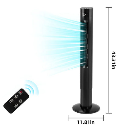 【NOT Ac】Antarctic Star 43 Inch Tower Fan - Portable Electric Oscillating Fan with Remote Control, Quiet Operation, 3 Speed Settings & 12H Timer, Bladeless Standing Floor Fan for Bedroom & Office[No Cooling] [No Temperature Adjustment]
