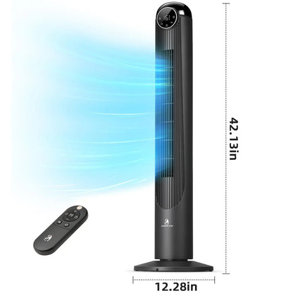 【NOT Ac】Antarctic Star 43 Inch Tower Fan - Portable Electric Oscillating Fan with Remote Control, Quiet Operation, 3 Speed Settings & 12H Timer, Bladeless Standing Floor Fan for Bedroom & Office[No Cooling] [No Temperature Adjustment]