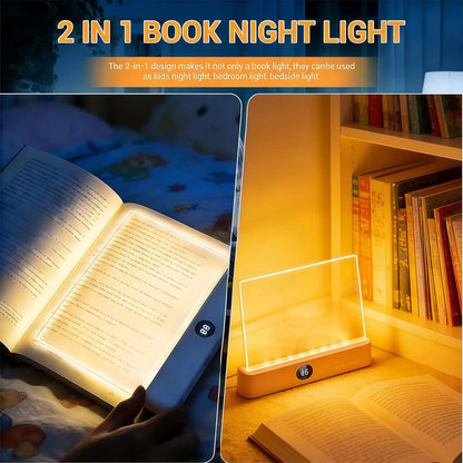Smart LED Reading Light Book Light Treasure Box Rechargeable Clear LED Flat Reading Light Timer Doodleable Study Lamp the Quiet Reader'S Dream Lights Ultra-Thin Wireless Design