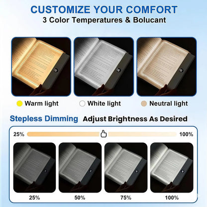 Smart LED Reading Light Book Light Treasure Box Rechargeable Clear LED Flat Reading Light Timer Doodleable Study Lamp the Quiet Reader'S Dream Lights Ultra-Thin Wireless Design