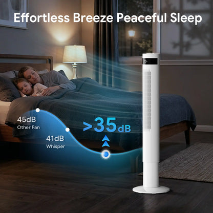 【NOT Ac】Antarctic Star 43 Inch Tower Fan - Portable Electric Oscillating Fan with Remote Control, Quiet Operation, 3 Speed Settings & 12H Timer, Bladeless Standing Floor Fan for Bedroom & Office[No Cooling] [No Temperature Adjustment]