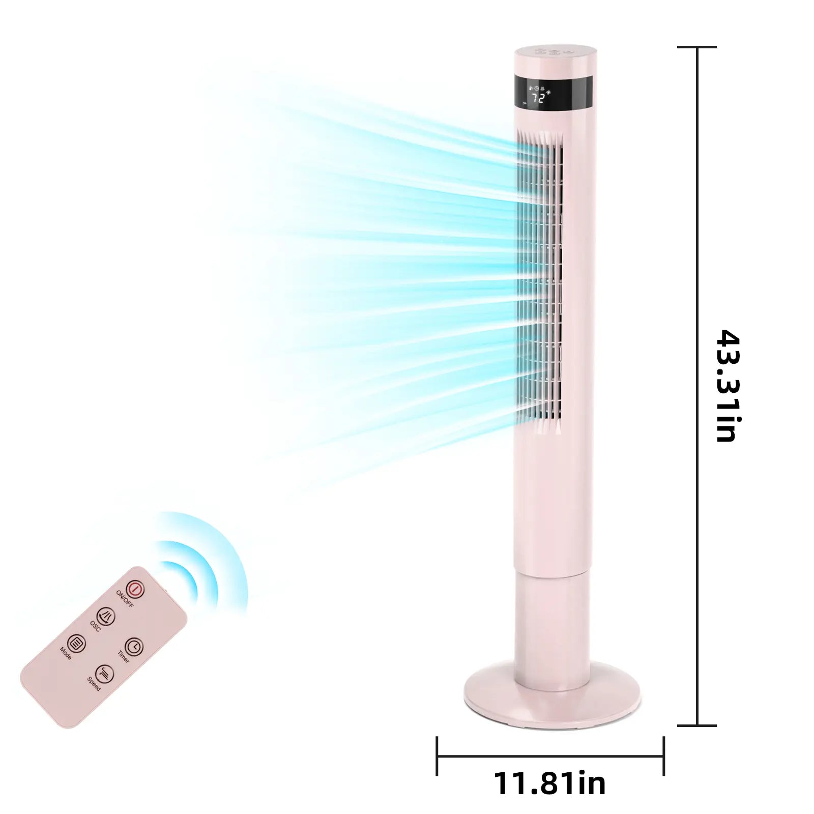 【NOT Ac】Antarctic Star 43 Inch Tower Fan - Portable Electric Oscillating Fan with Remote Control, Quiet Operation, 3 Speed Settings & 12H Timer, Bladeless Standing Floor Fan for Bedroom & Office[No Cooling] [No Temperature Adjustment]