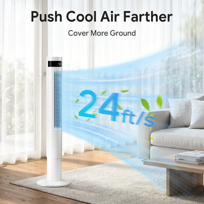 【NOT Ac】Antarctic Star 43 Inch Tower Fan - Portable Electric Oscillating Fan with Remote Control, Quiet Operation, 3 Speed Settings & 12H Timer, Bladeless Standing Floor Fan for Bedroom & Office[No Cooling] [No Temperature Adjustment]