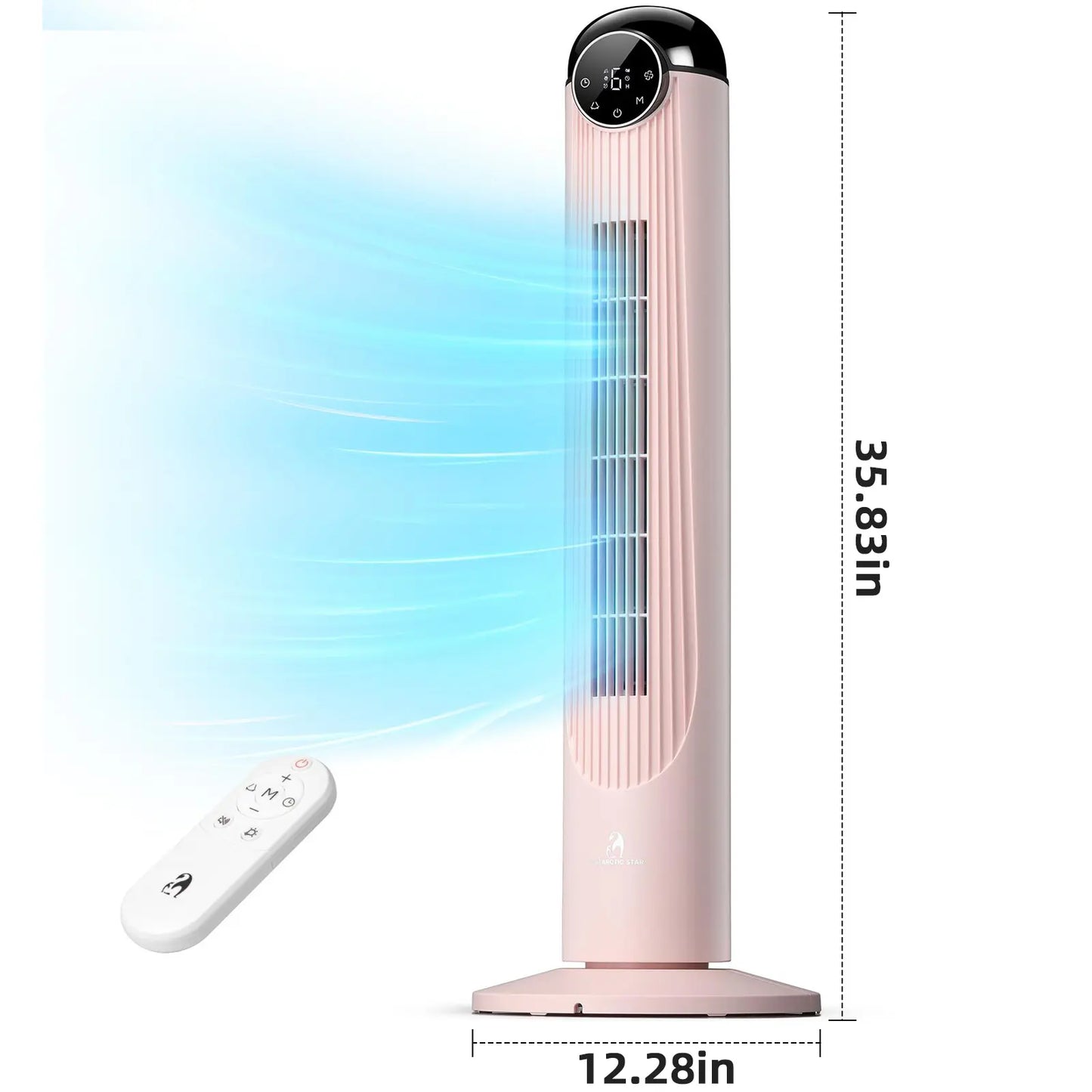 【NOT Ac】Antarctic Star 43 Inch Tower Fan - Portable Electric Oscillating Fan with Remote Control, Quiet Operation, 3 Speed Settings & 12H Timer, Bladeless Standing Floor Fan for Bedroom & Office[No Cooling] [No Temperature Adjustment]