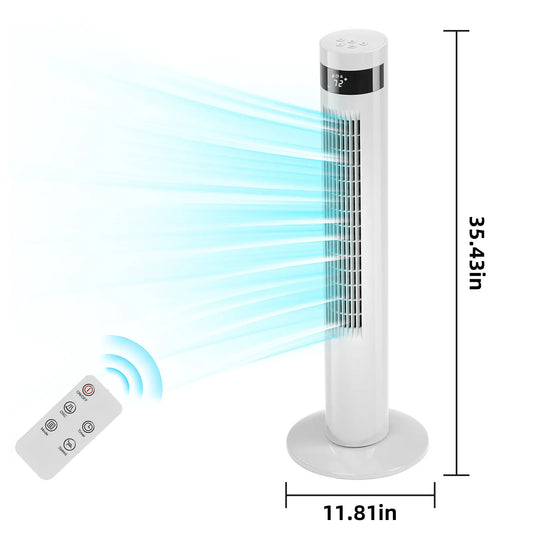 【NOT Ac】Antarctic Star 43 Inch Tower Fan - Portable Electric Oscillating Fan with Remote Control, Quiet Operation, 3 Speed Settings & 12H Timer, Bladeless Standing Floor Fan for Bedroom & Office[No Cooling] [No Temperature Adjustment]
