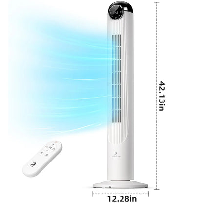 【NOT Ac】Antarctic Star 43 Inch Tower Fan - Portable Electric Oscillating Fan with Remote Control, Quiet Operation, 3 Speed Settings & 12H Timer, Bladeless Standing Floor Fan for Bedroom & Office[No Cooling] [No Temperature Adjustment]