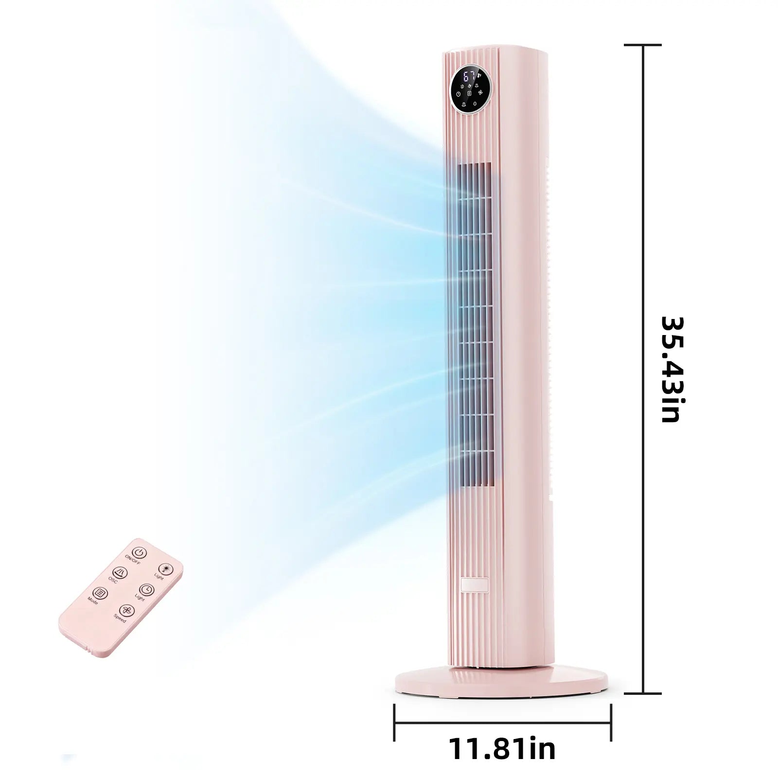 【NOT Ac】Antarctic Star 43 Inch Tower Fan - Portable Electric Oscillating Fan with Remote Control, Quiet Operation, 3 Speed Settings & 12H Timer, Bladeless Standing Floor Fan for Bedroom & Office[No Cooling] [No Temperature Adjustment]