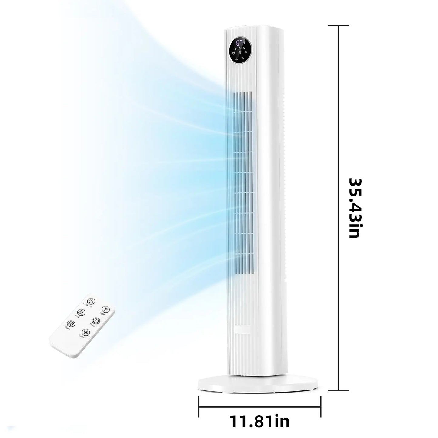【NOT Ac】Antarctic Star 43 Inch Tower Fan - Portable Electric Oscillating Fan with Remote Control, Quiet Operation, 3 Speed Settings & 12H Timer, Bladeless Standing Floor Fan for Bedroom & Office[No Cooling] [No Temperature Adjustment]