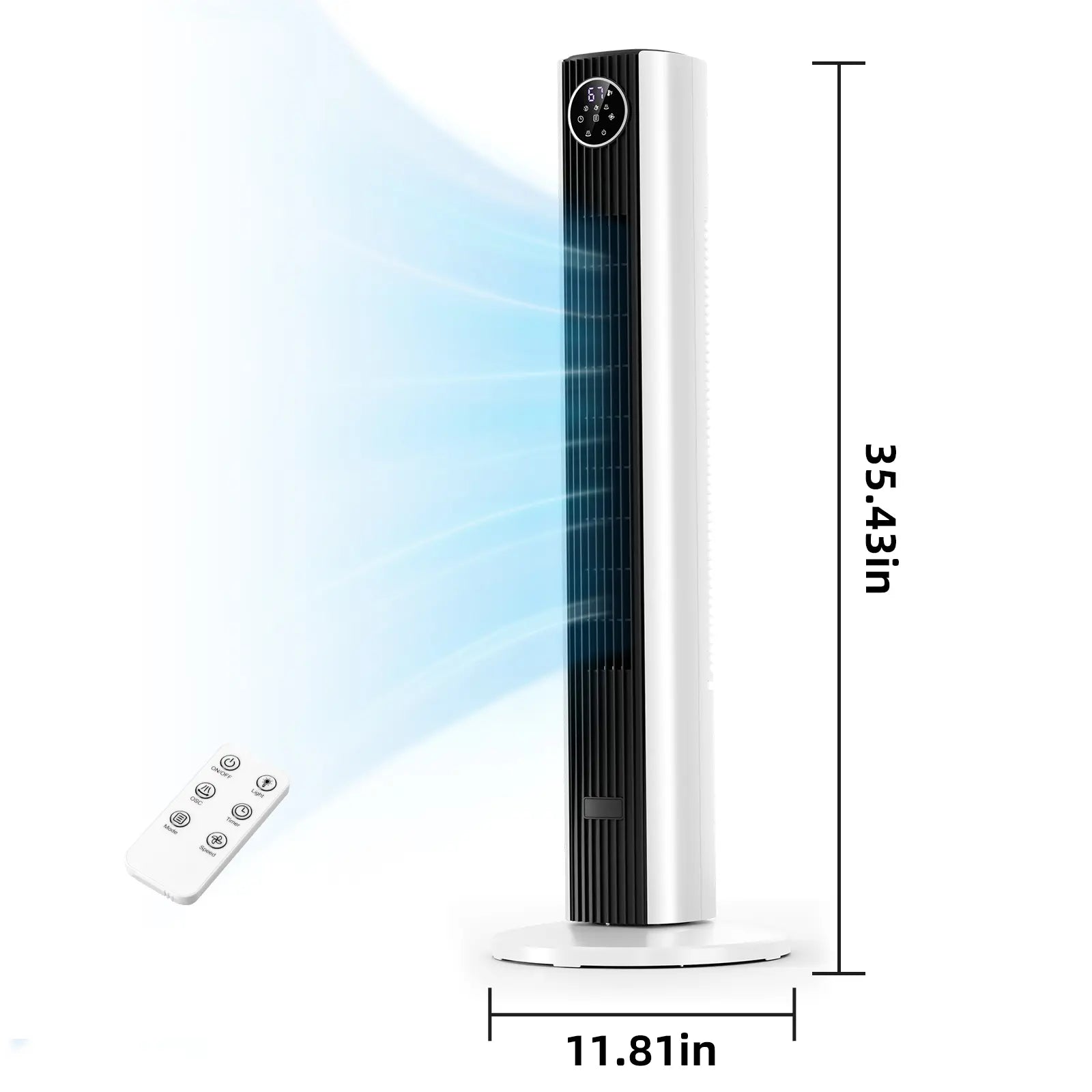 【NOT Ac】Antarctic Star 43 Inch Tower Fan - Portable Electric Oscillating Fan with Remote Control, Quiet Operation, 3 Speed Settings & 12H Timer, Bladeless Standing Floor Fan for Bedroom & Office[No Cooling] [No Temperature Adjustment]