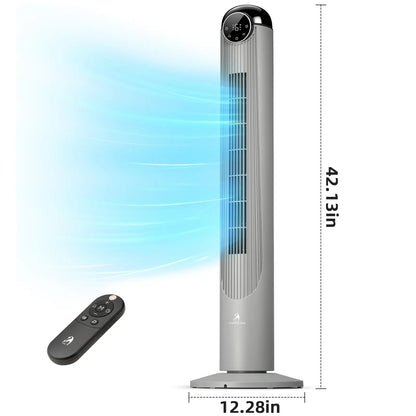 【NOT Ac】Antarctic Star 43 Inch Tower Fan - Portable Electric Oscillating Fan with Remote Control, Quiet Operation, 3 Speed Settings & 12H Timer, Bladeless Standing Floor Fan for Bedroom & Office[No Cooling] [No Temperature Adjustment]