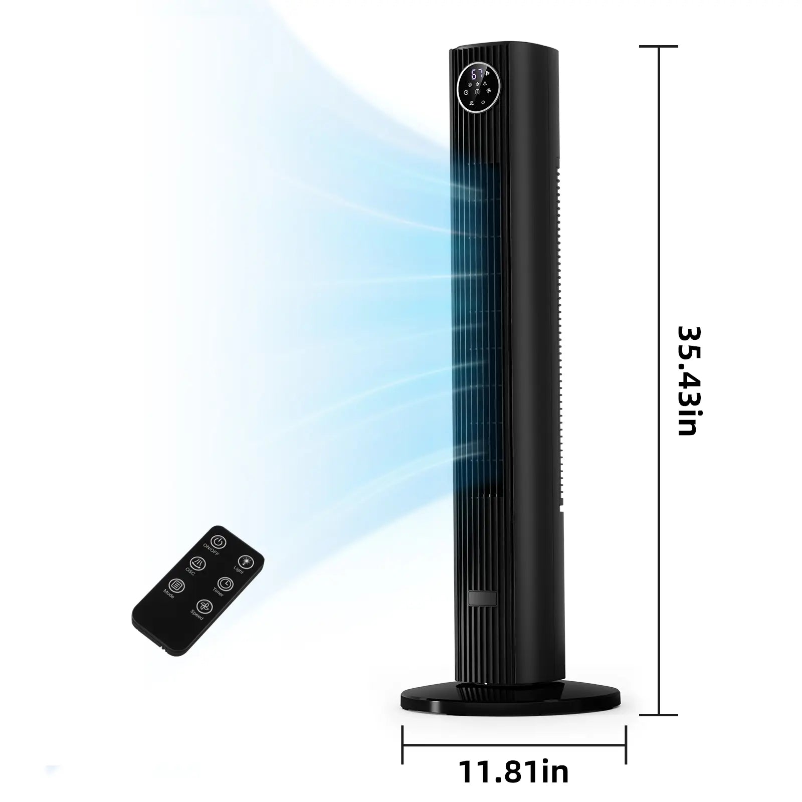 【NOT Ac】Antarctic Star 43 Inch Tower Fan - Portable Electric Oscillating Fan with Remote Control, Quiet Operation, 3 Speed Settings & 12H Timer, Bladeless Standing Floor Fan for Bedroom & Office[No Cooling] [No Temperature Adjustment]